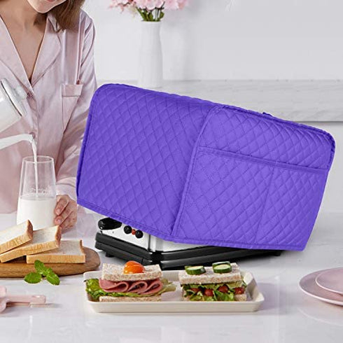 LUXJA 4 Slice Toaster Cover (12.5 x 10 x 8 inches), Toaster Cover with 2 Pockets (Fits for Most Major 4 Slice Toasters), Purple (Quilted Fabric)