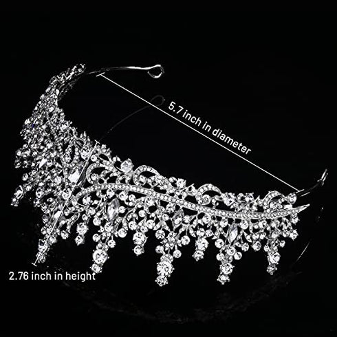 TOBATOBA Silver Wedding Tiara for Women Crystal Tiaras and Crowns for Women Wedding Tiaras for Bride Royal Queen Crown Headband Princess Quinceanera Headpieces for Birthday Prom Pageant Party
