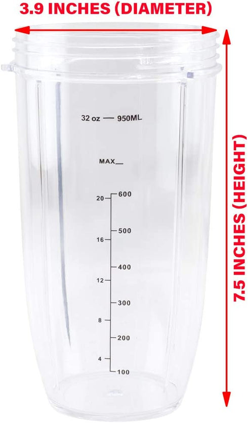2 Pack 32 oz Tall Colossal Cup Replacement Part Compatible with Nutri Bullet 600W 900W Blenders NB-101B NB-101S NB-201