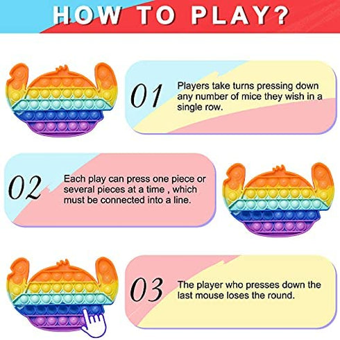 EVERMARKET 2 Pack Push Pop Bubbles Fidget Sensory Toys, Including Rainbow Stitch Bubble Block Toys Mini Popper Keychain Stress Reliever Silicone Squeeze to Relax, Medium, (K-026)