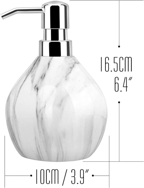 Luxspire Hand Soap Dispenser, 15.2 oz Countertop Hand Lotion Pump Bottles, Lotion Container, Refillable Liquid Hand Soap Jar, Resin Shower Dispensers for Bathroom, Kitchen - White Marble