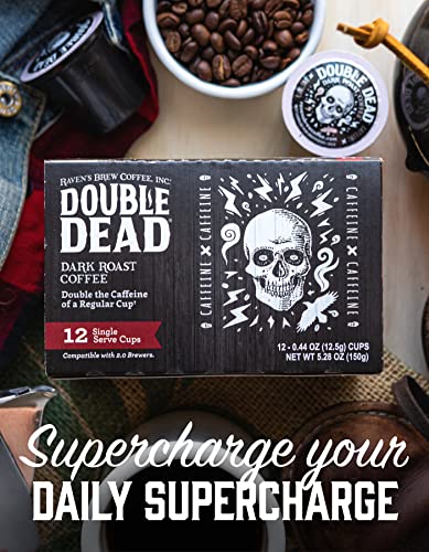 Raven’s Brew Coffee High Caffeine Dark Roast K-Cup Compatible Single Serve Pods — Double Dead 12ct