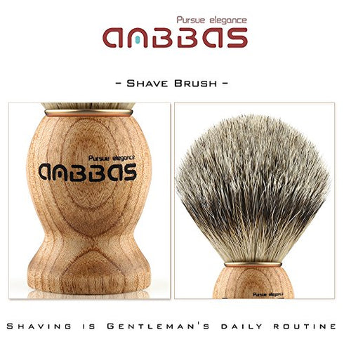 Shaving Brush, Handmade Pure Badger Hair Brush with Natural Manchurian Ash Wood Handle for Men Traditional Wet Shaving
