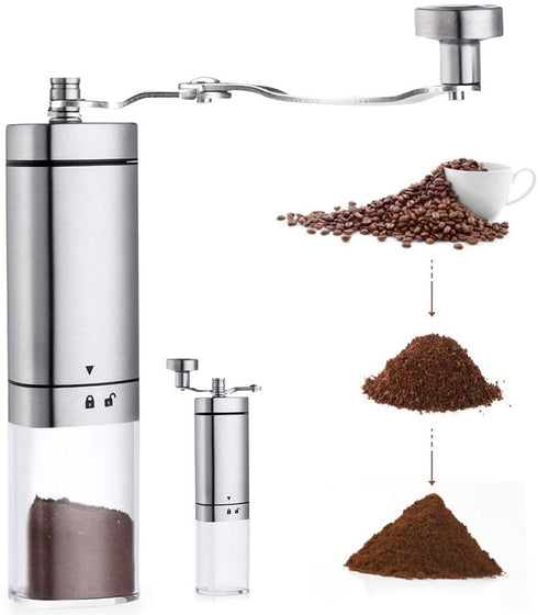 AVNICUD Manual Coffee Grinder, Hand Coffee Grinder with Adjustable Conical Ceramic Burr, Triangular and with Foldable Handle Mill for Precision Brewing