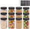 ZMYBCPACK 12 Pack 12OZ(350ml) Clear Empty Plastic Jars with Lids & Labels, 1 Pen - BPA Free Food Storage Containers for Dry Food, Peanut, Powder, Spice, Kitchen & Craft Storage Plastic Slime Jar