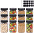 ZMYBCPACK 12 Pack 12OZ(350ml) Clear Empty Plastic Jars with Lids & Labels, 1 Pen - BPA Free Food Storage Containers for Dry Food, Peanut, Powder, Spice, Kitchen & Craft Storage Plastic Slime Jar