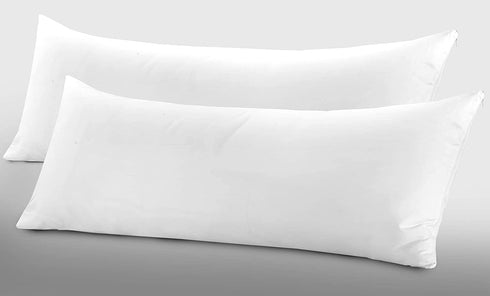 Body Pillow Protectors Waterproof 20x55 Pair Soft Set of 2 Breathable �¤️ Life Time Warranty �¤️ Membrane Smooth Fabric Zip Encasement Covers Cases White