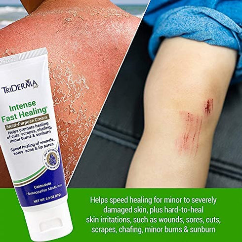 TriDerma Intense Fast Healing Multi-Purpose Cream for Cuts, Scrapes, Sores, Chafing, Minor Burns and Sunburn (2.2 oz Tube)