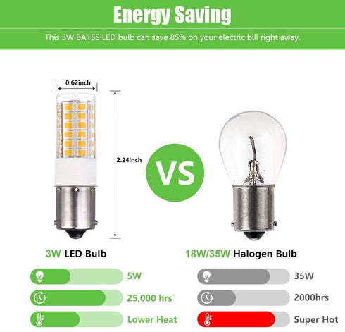 Makergroup BA15s Single Contact Bayonet LED 12V S8 1141 1156 LED Light Bulb 3W 2700K-3000K for Outdoor Landscape Lighting Path Deck Lights RV Lighting Warm Color 6pcs