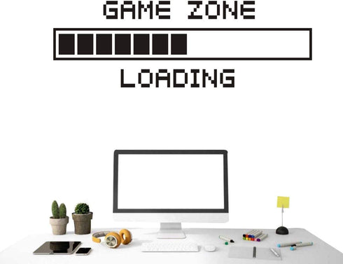 Vinyl Wall Decal Game Zone Loading Wall Sticker Home Decor Gamer Room Wall Mural Boys Bedroom Decoration Wall Stickers AY1010 (17x48", Black)