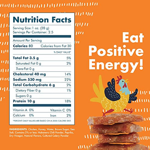 BRAVE GOOD KIND Tender Chicken Bites, Gluten-Free, Soy-Free, High-Protein Keto Meat Snacks, All-Natural Low-Sugar Jerky with No MSG and No Nitrates, Kid-Friendly Snack, Hot Honey Flavor , 2.5 Ounce (Pack of 1)