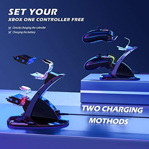 Rechargeable Battery Pack for Xbox One Controller, YCCTEAM Controller Charger Station for Xbox One/One X|S/Elite Controller, Dual Charging Station for Xbox One with 2x1200mAh Xbox Rechargeable Battery