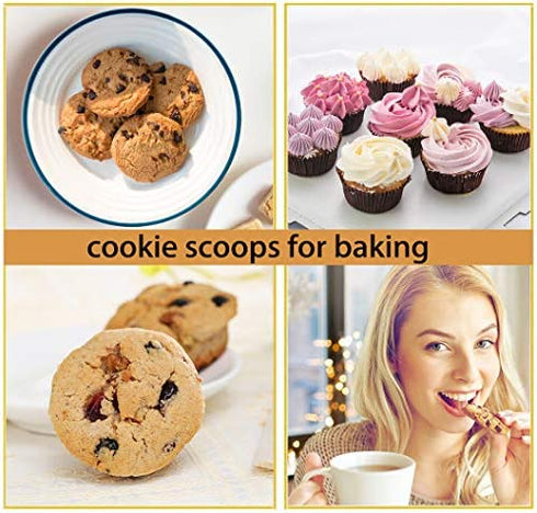 Cookie Scoop Set, Small/1 Tbsp, Medium/1.5 Tbsp, Large/2 Tbsp, Cookie Scoops for Baking Set of 3, Cookie Dough Scoop