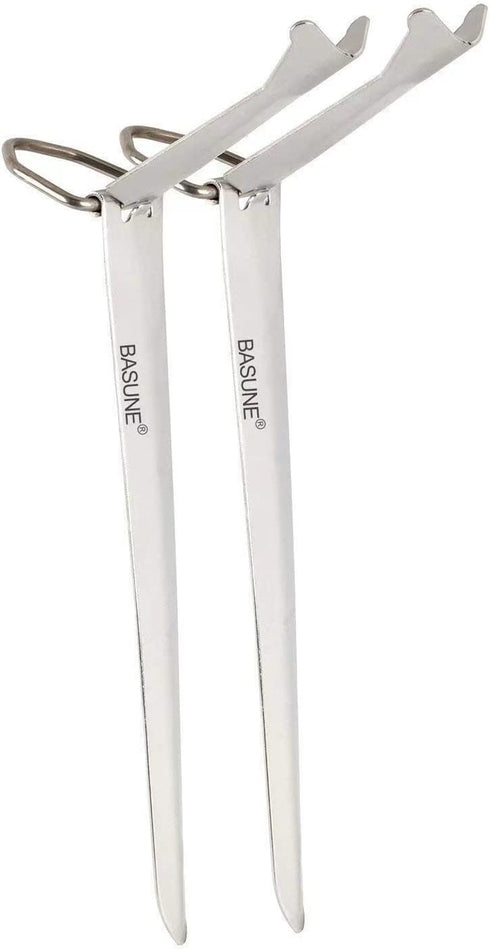 BASUNE Fishing Rod Holder Stainless Steel Ground Support Stand Fish Pole Folding Holder - 2 Packs