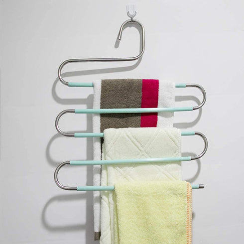 Myfolrena Pants Hangers, Updated S Shaped Hanger Non Slip Clothes Hanger Space Saving for Jeans Trousers Slacks Leggings (Teal-4 Pack)