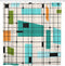 ArtSocket Shower Curtain Teal Mid Retro Grid and Starbursts Orange Century Modern Home Bathroom Decor Polyester Fabric Waterproof 72 x 72 Inches Set with Hooks