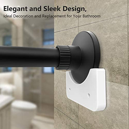 2 Pack Shower Curtain Rod Mount Holder, FEATCH Universal Acrylic 3M Adhesive Wall Mount Holder for Shower Curtain Rod (Shower Curtain Rod Not Included) (White)