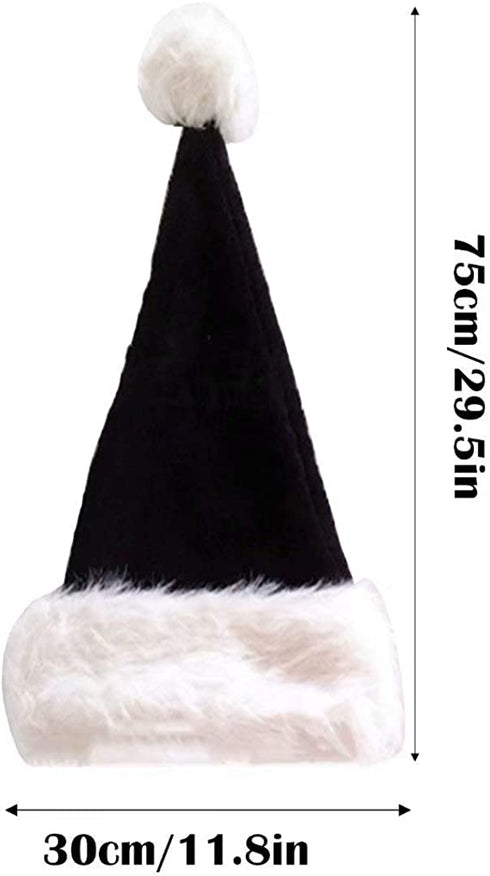 Black and White Deluxe Adults Santa Hat for Black Christmas Theme