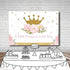 MEHOFOTO Little Princess Baby Shower Photo Studio Booth Background Pink Floral Shimmer Gold Crown Polka Dots Royal Celebration Photography Backdrops Banner for Cake Table Supplies 7x5ft