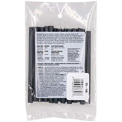 Surebonder Black Fabric Hot Glue Sticks, Mini Size 4-Inch L, 5/16-Inch D - 18 Pack, Machine Washable, Works with Fabric, Leather, Ribbon - Made in USA (FS-18B)