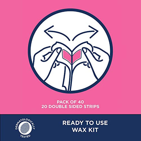 Veet Leg and Body Hair Remover Cold Wax Strips, 40 Count (Packaging May vary)