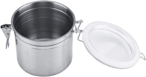 Food Storage Jar, Stainless Steel Coffee Container Airtight Sealed Food Storage Canister with Hinged Lid for Sugar Candy Tea Bean Spices Nuts Cereal or Snacks(1100ml)