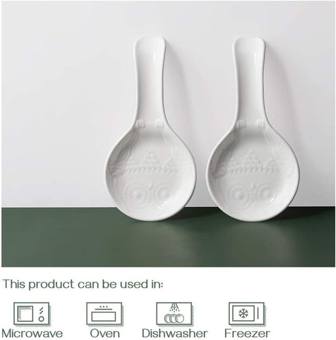 DOWAN Spoon Rest, White Spoon Holder for Stove Top, Owl Spoon Rest for Kitchen Counter, Farmhouse Kitchen Decor and Accessories, Set of 2