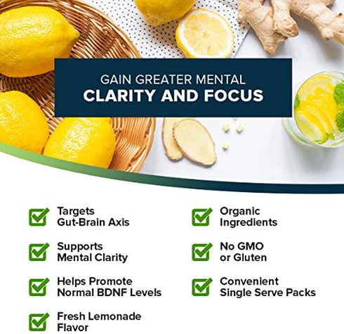 Organifi: Pure Smart Packs - Mental Clarity Superfood Solution - 30 Packets - Lemon Flavor - Promotes Normal BDNF Levels