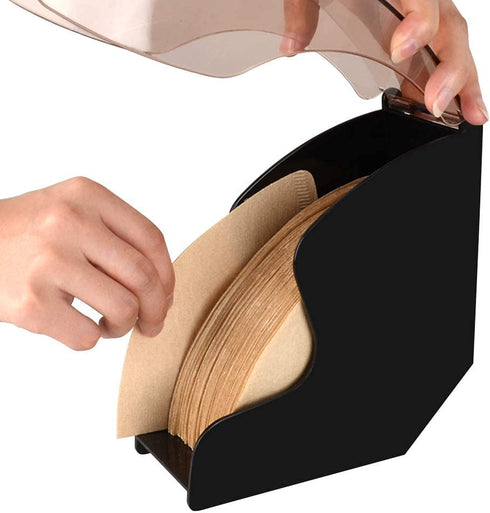 CAFEMASY Coffee Filter Holder Filter Paper Dispenser Rack with Dustproof Cover