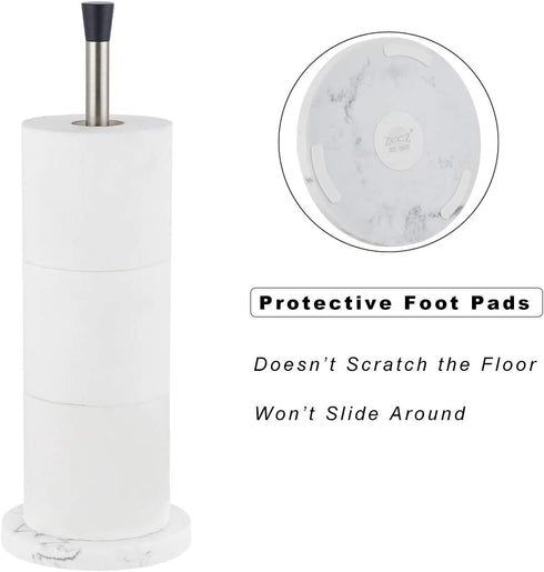 ZCCZ Free Standing Toilet Paper Holder Stand, Bathroom Toilet Roll Tissue Holder Stand Toilet Paper Storage for Bathroom Organization and Storage, Fit Any Size Toilet Rolls, Brushed Nickel
