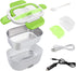 Electric Lunch Box -- Toursion Portable Food Heater 2 in 1 for Car/Truck and Work 110V&12V-24V 40W, Removable Stainless Steel Portable Food Warmer 1.5L, Spoon and 2 Compartments Included(Green)