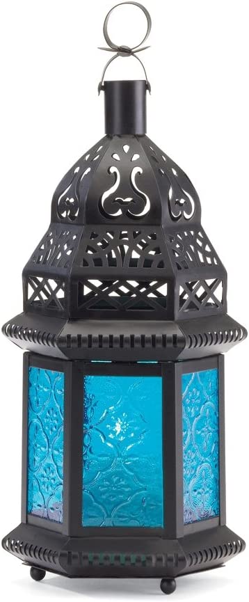 Gallery of Light Moroccan Lantern Blue Glass Candle Holder Candleholder