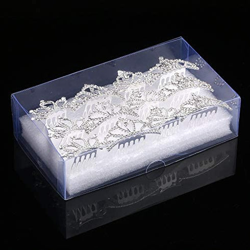 Bingcute 12Pcs Girl Princess Rhinestone Tiara Crown with Comb For Princess Party Favors tiaras and crowns for little girls