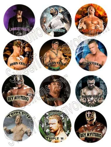 Hallm Wrestling WWE Party Favors Pins Buttons Treats Supplies Decoration 12PC
