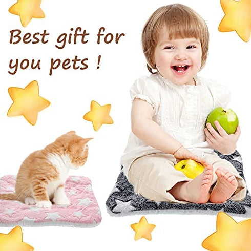 Jetec 4 Pieces Rabbit Guinea Pig Bed Mats Soft Plush Bunny Pad Mats Small Animal Winter Sleep Bedding Mat for Bunny Hamster Guinea Pig Squirrel Rabbit (Big Twinkle, 10 x 11 Inch)