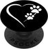 Paw Print Dog Paw Cute Dog Love Heart White Black Dog PopSockets Swappable PopGrip