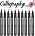 Morfone 10 Size Hand Lettering Pens Calligraphy Brush Pens Black Ink Markers Set Art Kit for Beginners, Hand Writing, Drawing, Sketching, Journaling, Illustrations