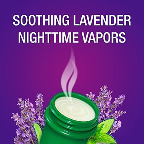 Mentholatum Nighttime Vaporizing Rub with soothing Lavender essence, 1.76 oz. (50 g) - 100% Natural Active Ingredients for Maximum Strength Cough Relief,5326