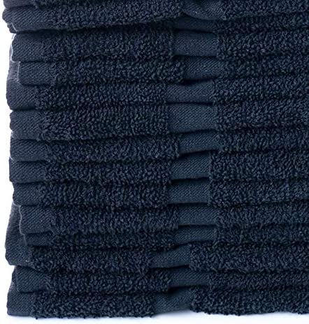 Simpli-Magic 79178 Cotton Hand Towels, 16"x27", 12 Pack, Black, Not Bleach Proof 12 Count