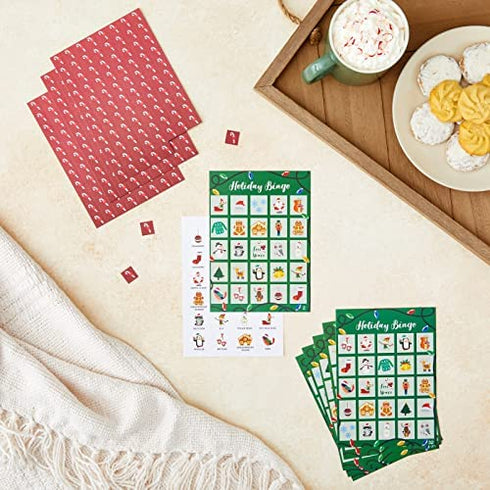 Juvale Christmas Bingo Game for Adults and Kids, Holiday Party Supplies, 2 to 36 Multi-Player (47 Pieces)