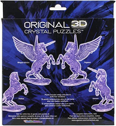 BePuzzled (BEPUA) Deluxe 3D Crystal Puzzle-Unicorn - Fun Yet Challenging Brain Teaser That Will Test Your Skills & Imagination, for Ages 12+(Purple), Model Number: 31060M