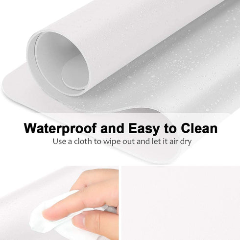 Desk Pad Protector Office Desk Mat, BUBM Waterproof PU Leather Desk Writing Mat Laptop Large Mouse Pad Desk Blotters Desk Decor for Office Home, 35.4" x 17" White