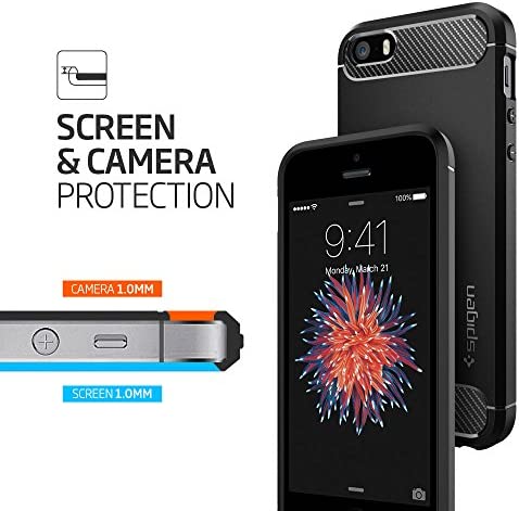 Spigen Rugged Armor Designed for iPhone SE Case (2016) - Black