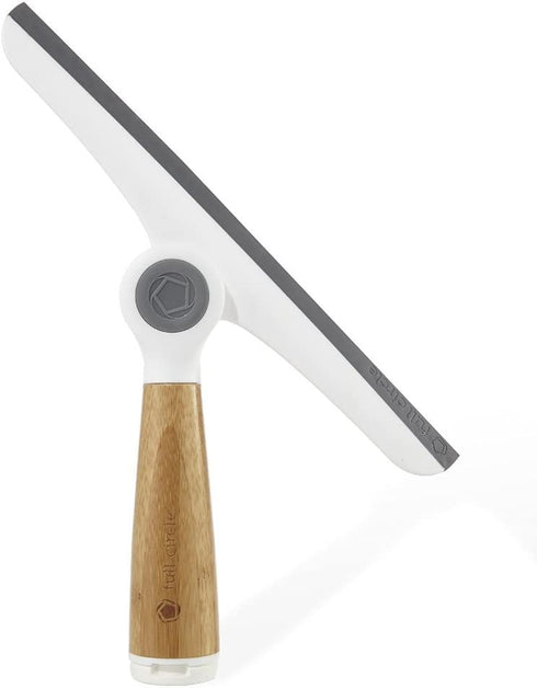 Full Circle Wipe Out Pivoting Shower Squeegee with Hanging Hook, 2 Piece, White