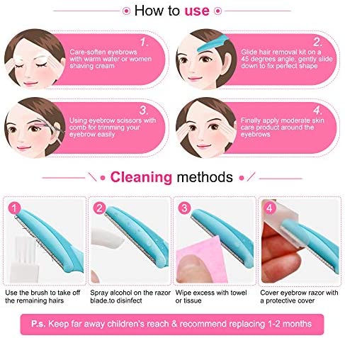 12 Pcs Eyebrow Razor, Face Razors for Women, Exfoliating Eyebrow Trimmers, Eyebrow Grooming Shaper for Women Face, Peach Fuzz, Hair Removal, Facial Razors for Women Face Dermaplane Glow Razor