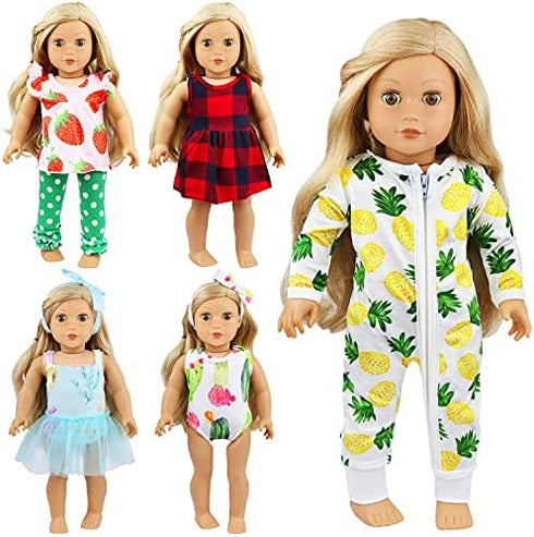Ecore Fun Random 5 Sets 14-16 Inch Baby Doll Clothes Dresses Outfits Pjs for 43cm New Born Baby Dolls, 15 Inch Baby Doll, 18 Inch Girl Doll