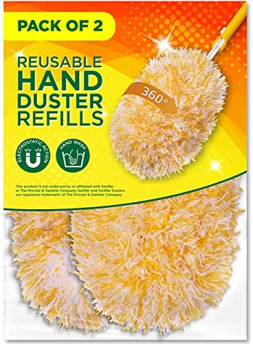 Millifiber Microfiber Reusable Refills for Swiffer Hand Duster, 360 Degree Dry Duster Heavy Duty Refills, 2-Pack (Handle is Not Included)