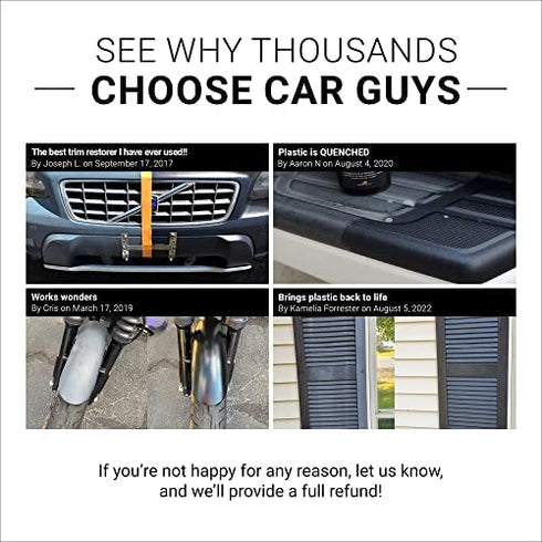 CAR GUYS Plastic Restorer | Bring Plastic, Rubber, and Vinyl Back to Life! | User Friendly Trim Restorer | Safe Auto Detailing Supplies | 8 Oz Kit with Foam Applicator