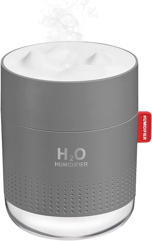 Portable Mini Humidifier, 500ml Small Cool Mist Humidifier, USB Personal Desktop Humidifier for Baby Bedroom Travel Office Home, Auto Shut-Off, 2 Mist Modes, Super Quiet, Gray