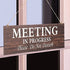 1 Piece Double-side Meeting In Progress Please Do Not Disturb, Welcome Please Knock Hanging Wooden Sign Plaque, In a Meeting Sign for Office Door Meeting Room Home Study, 16 x 6 Inch (Brown and White)